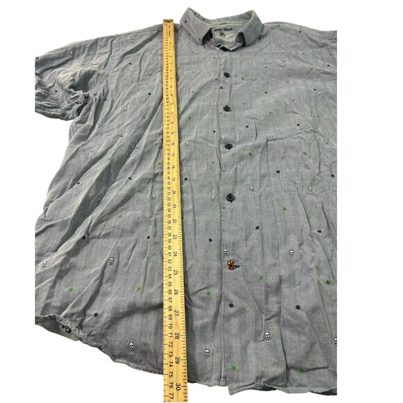 Visconti Black Button Up Shirt Polka Dots Skull Multicolored Size 2XL Flip Cuff - Picture 5 of 11